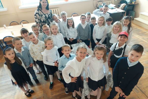 Klasa 1d na rozpoczęciu roku szkolnego w klasie