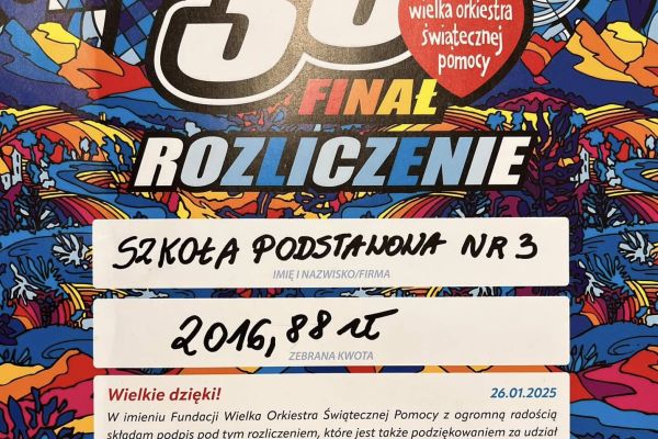 WIELKA ORKIESTRA ŚWIĄTECZNEJ POMOCY W NASZEJ SZKOLE!