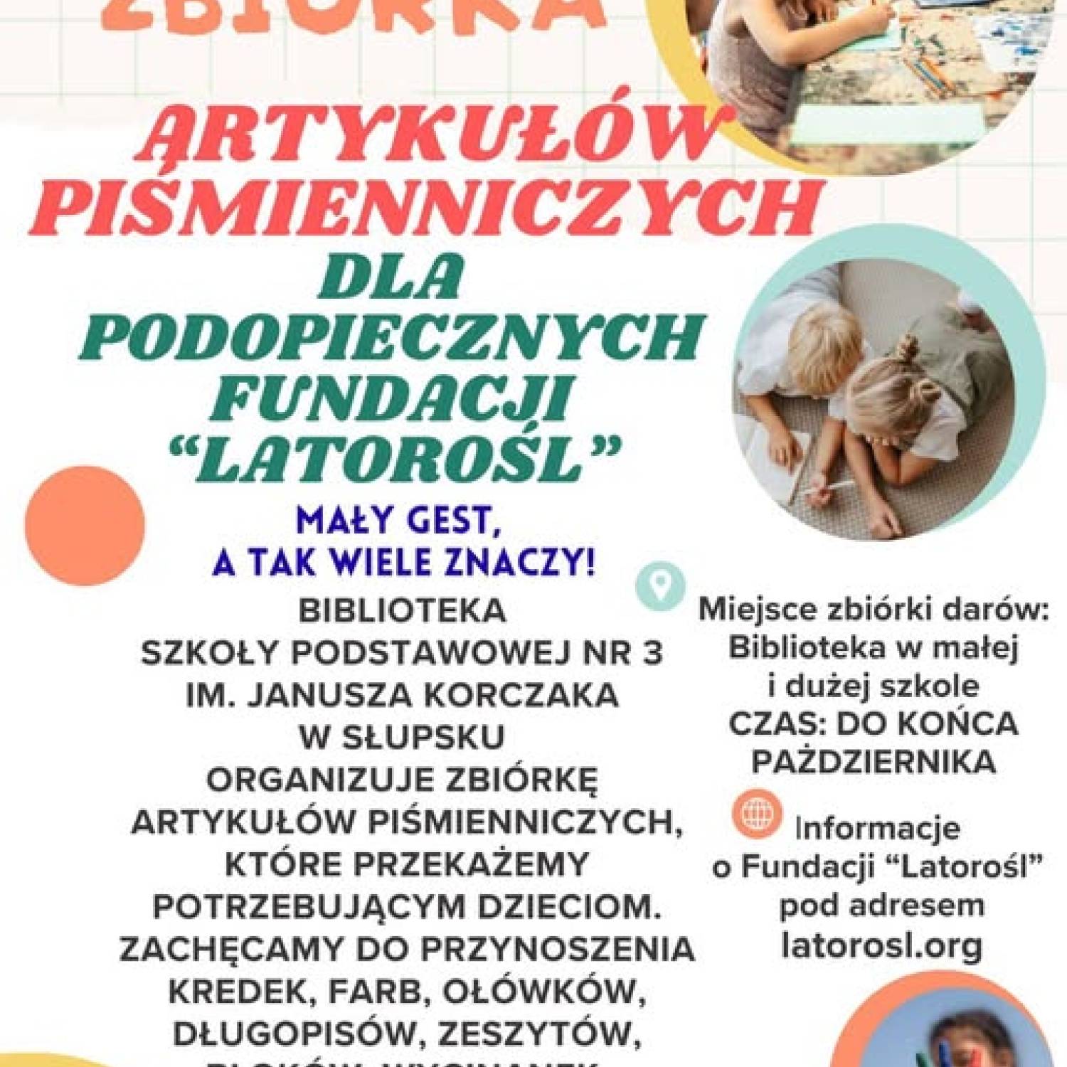 Zbiórka artykułów piśmienniczych dla podopiecznych Fundacji 